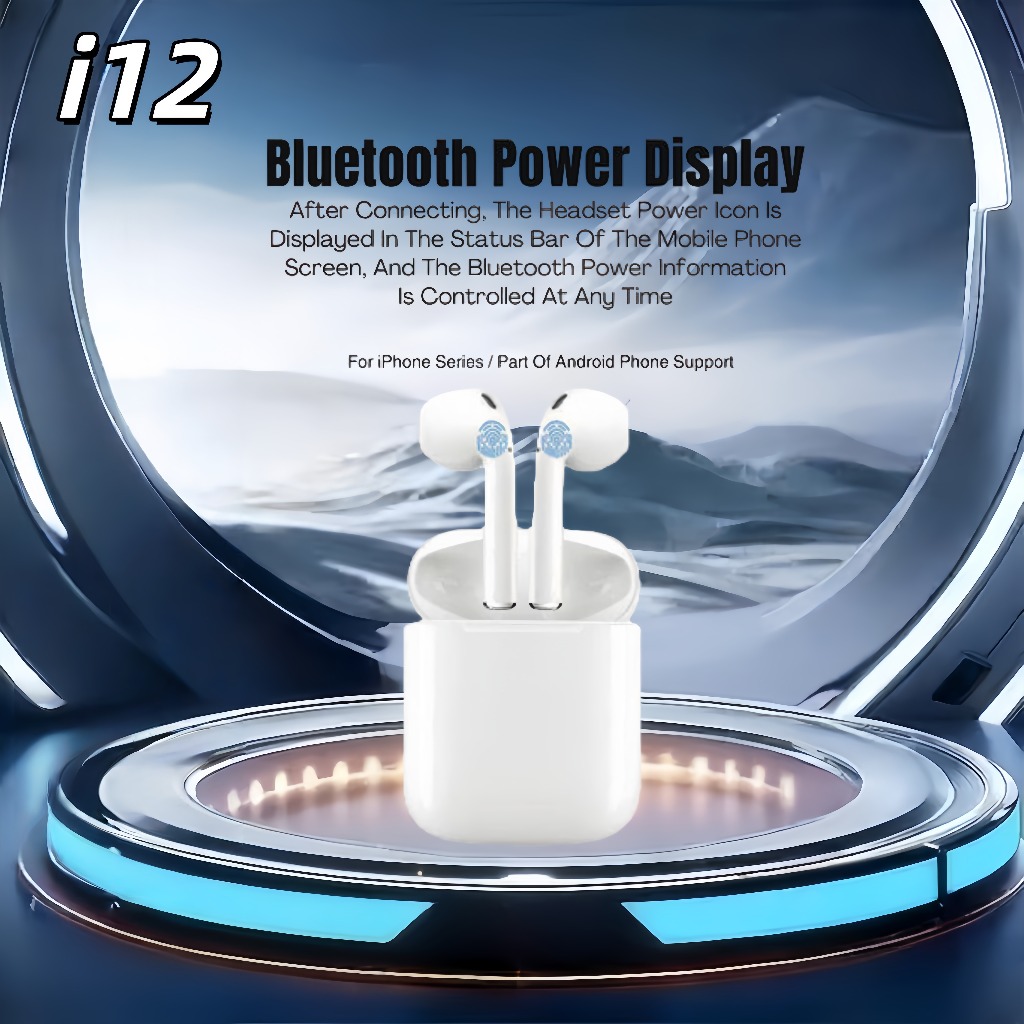Headset Bluetooth Smart Bluetooth Headset Wireless Headset EARPHONE  i12 TWS Headset Bluetooth