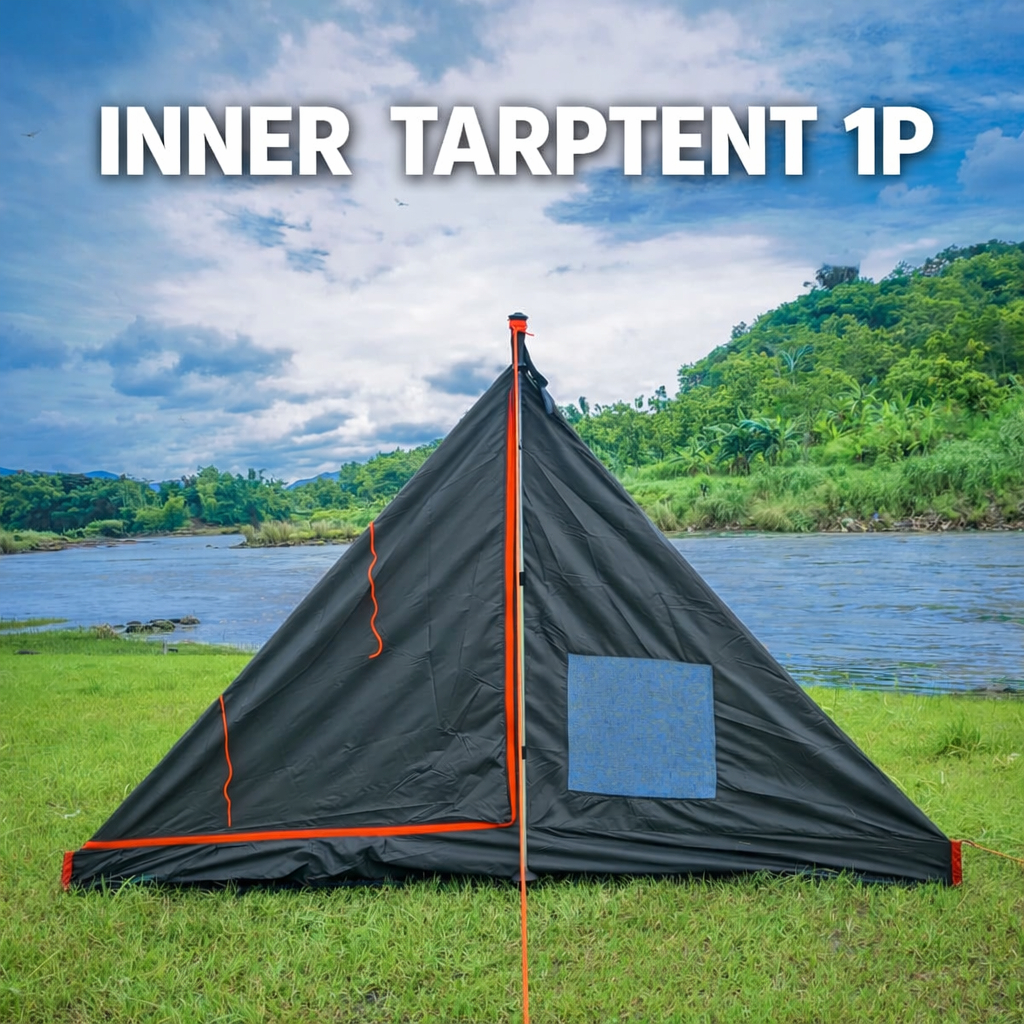 Inner Tarp Tent 1P Waterproof / Inner Tenda Camping Tarptent Pyramid Murah | Bonus Tali & Pasak
