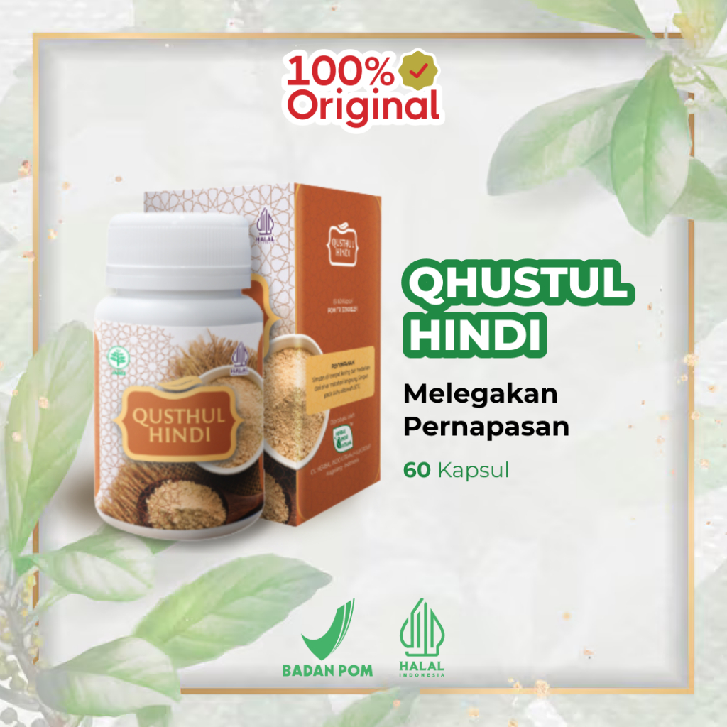 Kapsul Qusthul Hindi HIU - Herbal Mengobati Radang Pernafasan & Sesak Nafas Alami Asli Original BPOM