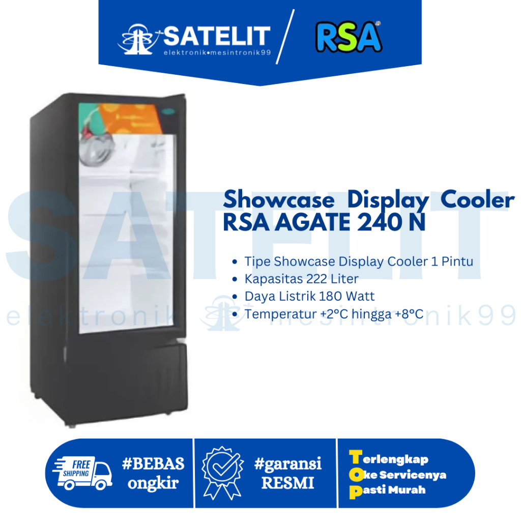 PROMO Showcase Display Cooler RSA AGATE 240 N | Kulkas Display Pintu Kaca | Pendingin Minuman