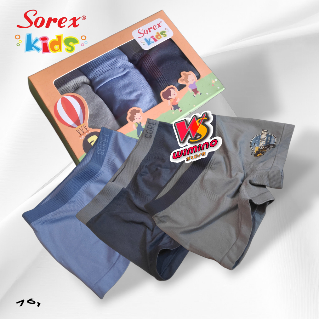 W761 (3 - 12 Pcs) Sorex Kids Boxer Anak Laki Laki Rajut, Cd Boxer Anak Cowok Usia 6-9 Tahun