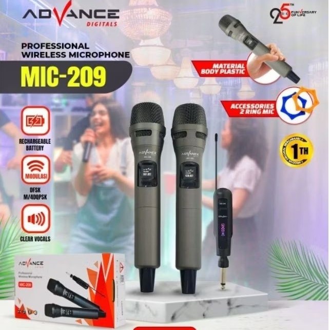 MIKROFON CAS WIRELESS ADVANCE 209 ,ADVANCE MIC 209 ORIGINAL