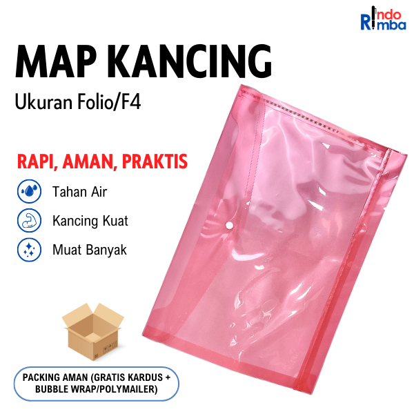 Map Kancing Plastik / Map Plastik Kancing Ukuran Folio (F4) Bahan Tebal Kuat dan Tahan Air dalam Pil