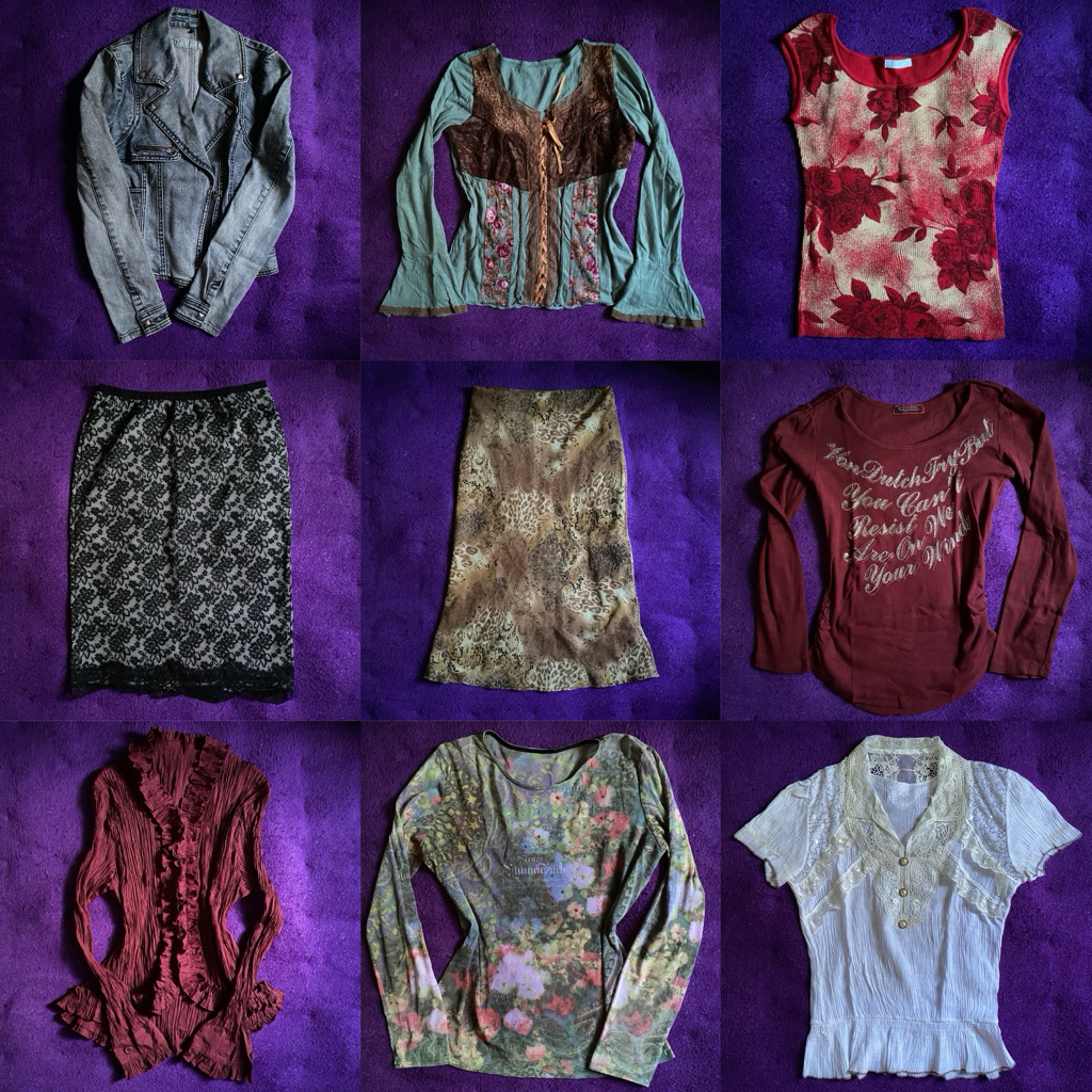 vintage, y2k, grunge, fairycore etc