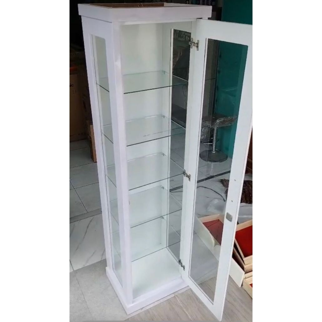 Lemari Hias 1 Pintu Full Rak Kaca
