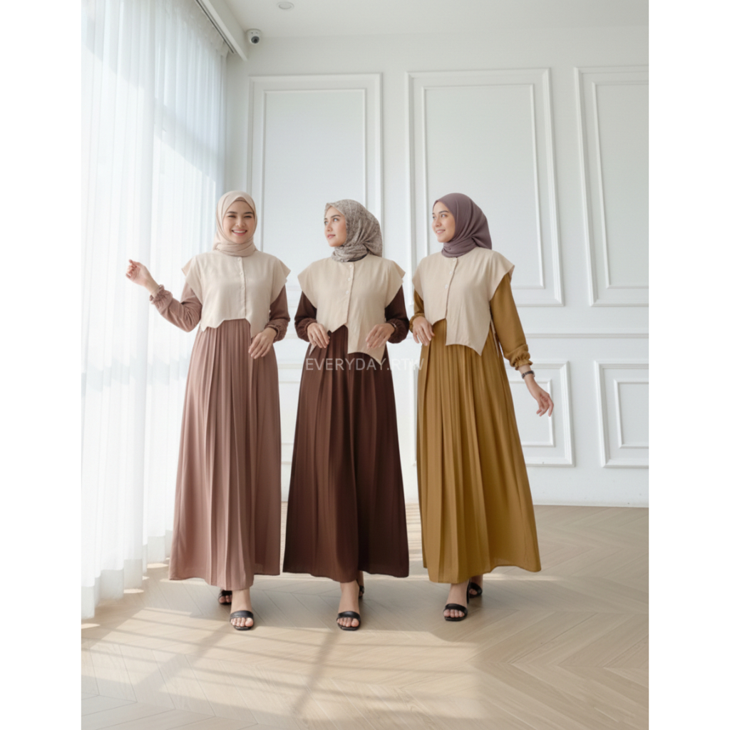 AMARA Dress Muslim Wanita Gamis Rompi Lepas Baju Lebaran Ramadhan 2026 Vest Muslimah Elegan Gamis Bu