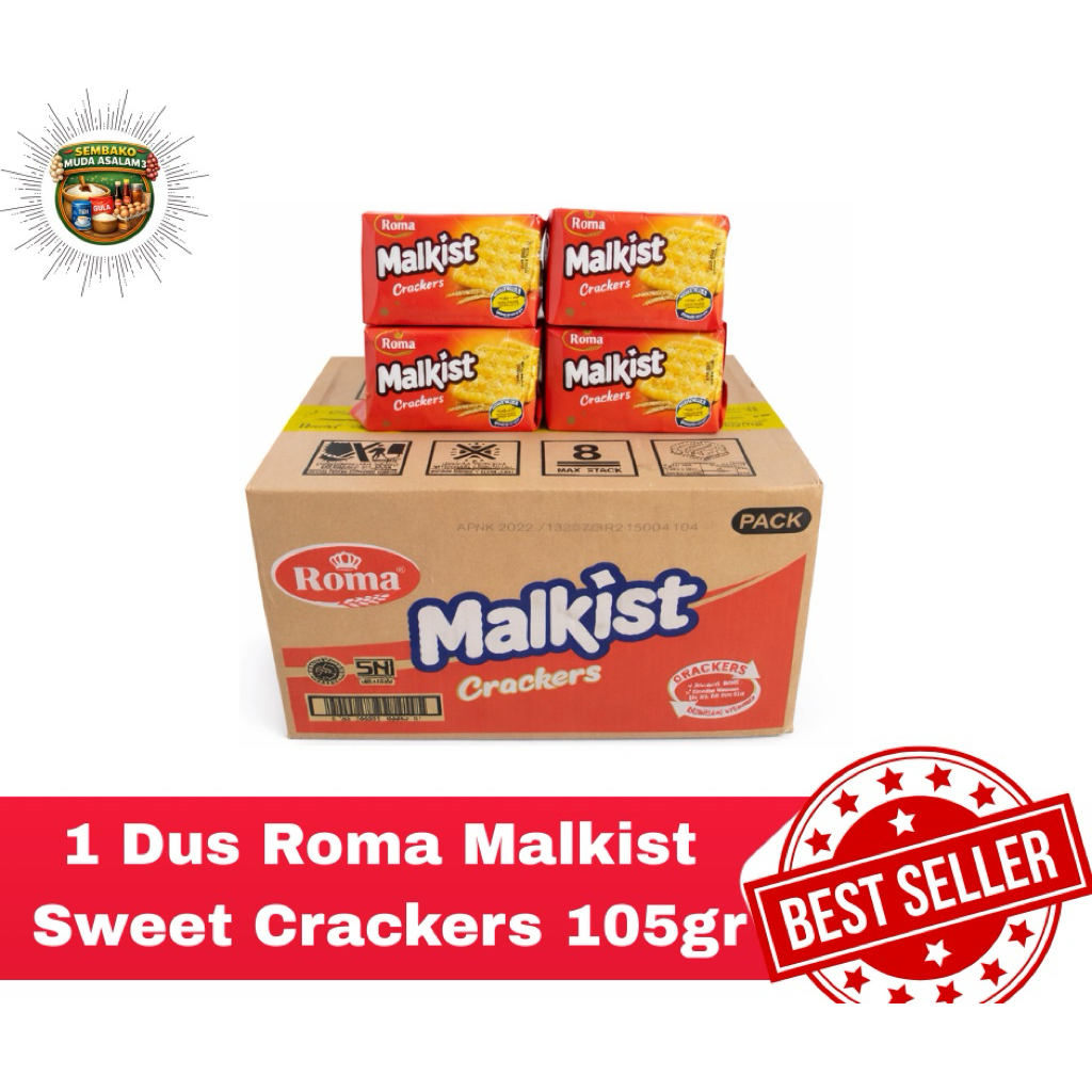 Biskuit Roma Malkist Crackers 105gr 1 Dus isi 30 / Biskut Manis Roma Malkist