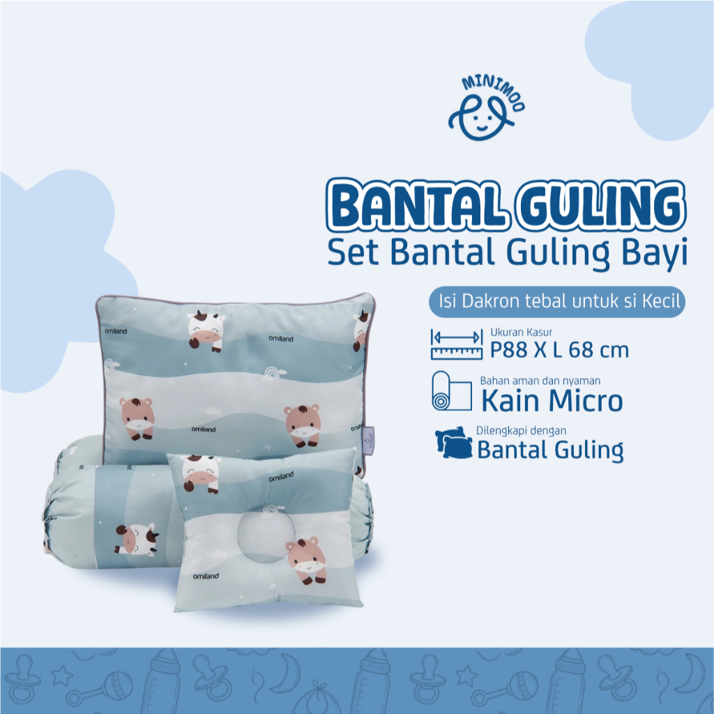 Omiland Bantal Guling Bayi Set + Bantal Peang Bantal Bayi