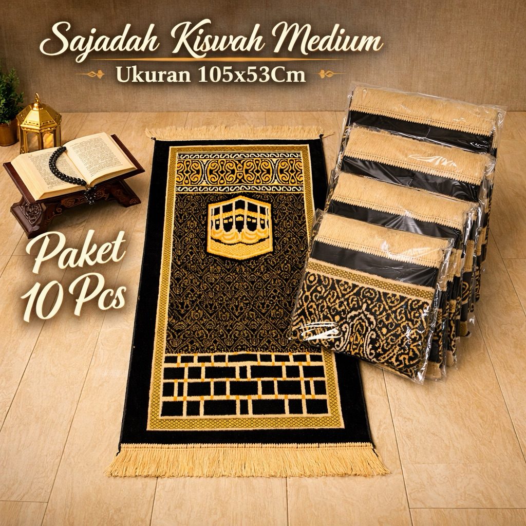 Sajadah Paket 10 PCS Sajadah Turki Kiswah Cocok Buat Oleh Oleh Haji Umroh Tahlilan & Suvenir Ukuran 