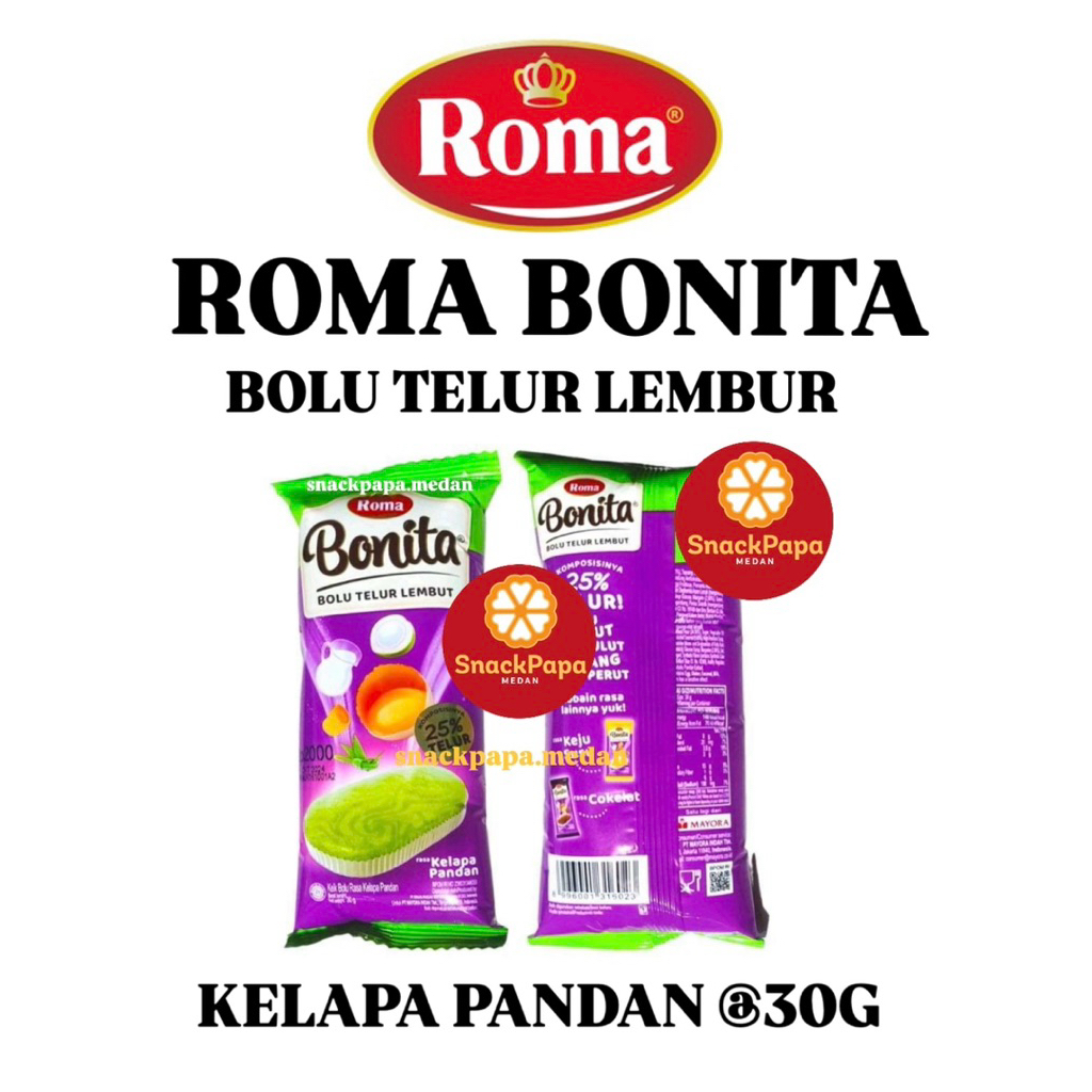 ROMA BONITA BOLU TELUR LEMBUT [1 PCS @30G ] | BOLU VIRAL | ROMA BISKUIT | ROMA BOLU | BONITA KELAPA 