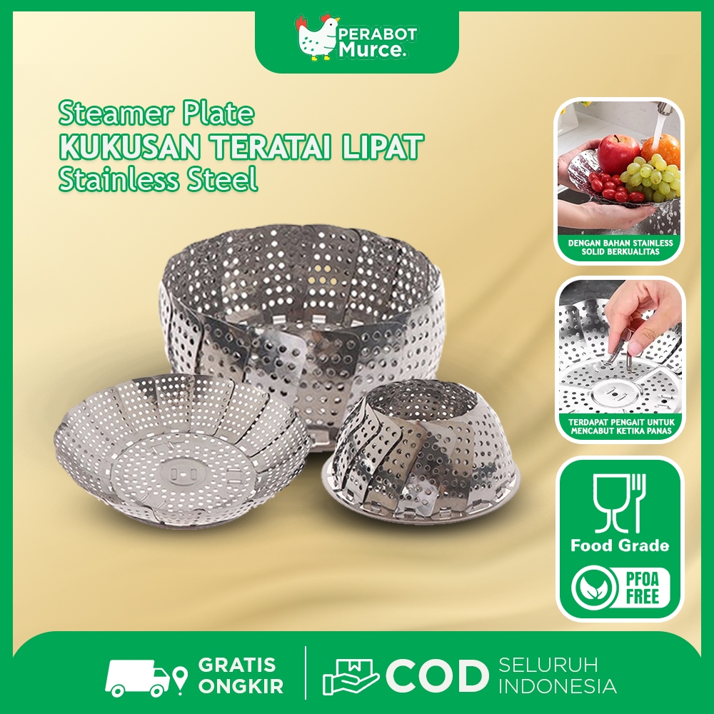 Kukusan Serbaguna Alat Kukus Stainless Steel Pengukus Model Teratai Alat Kukus Bentuk Bunga