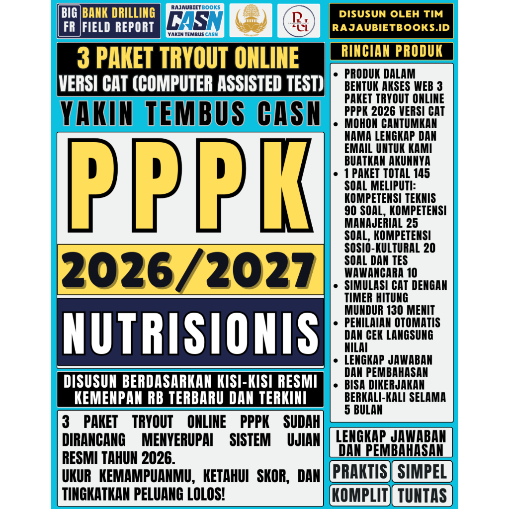LATIHAN SOAL TRYOUT ONLINE PPPK NUTRISIONIS DAN SIMULASI UJIAN RESMI PPPK NUTRISIONIS 2026