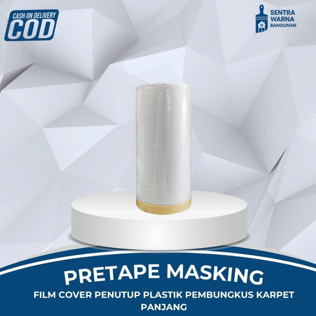 Pretape Masking Film Cover Plastic Film Cover Penutup Plastik Pembungkus Karpet Panjang