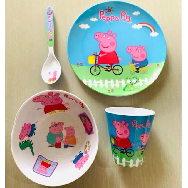 paket 4in1 piring melamin set karakter twins star melody pink mangkok bowl melamine anak sanrio kid