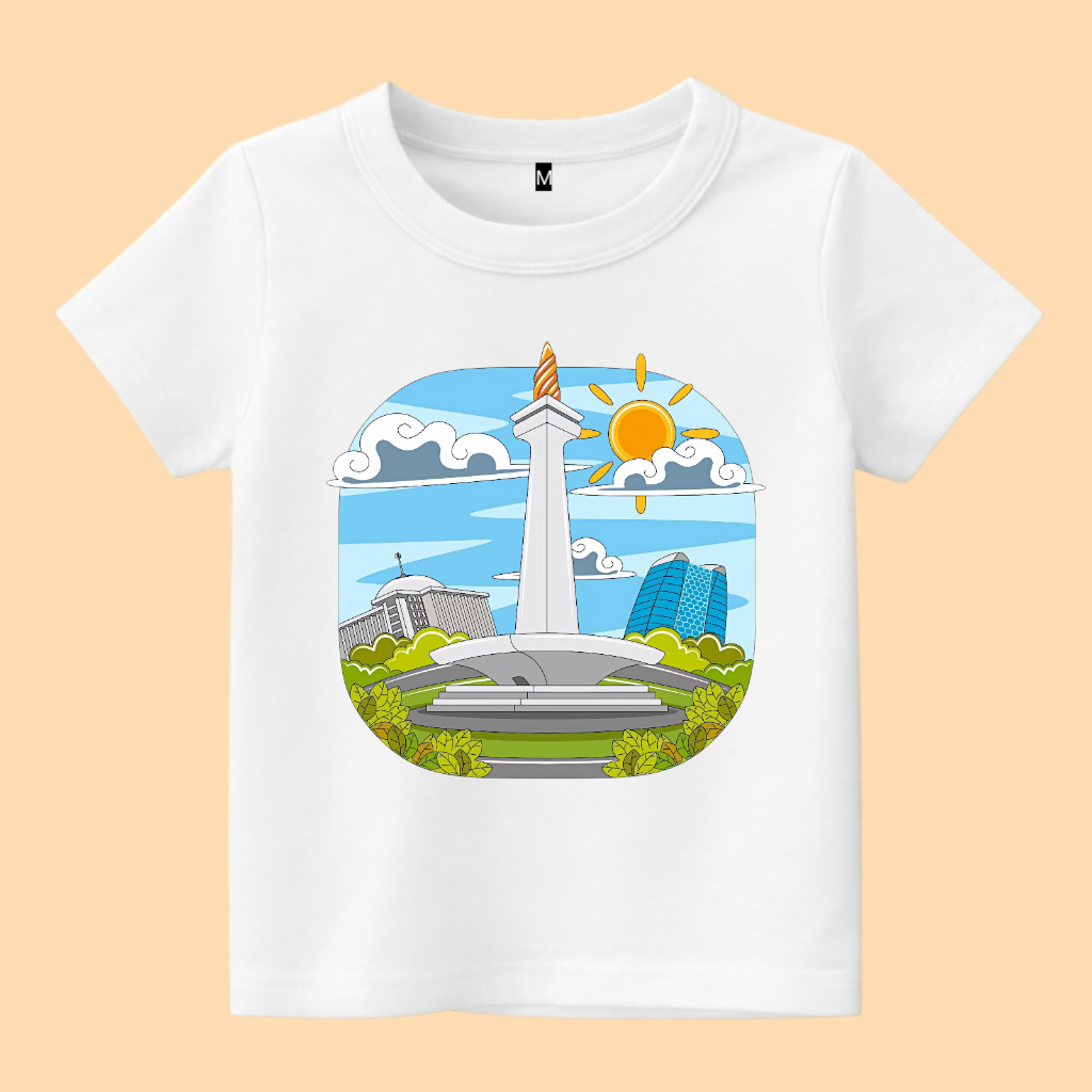 Baju kaos anak gambar monumen nasional monas