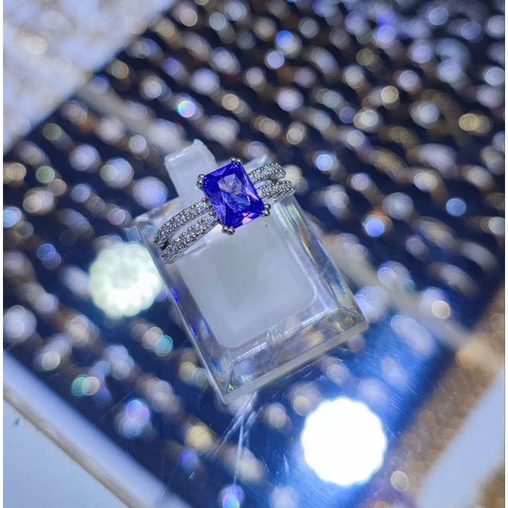 cincin wanita mata kotak ungu xuping