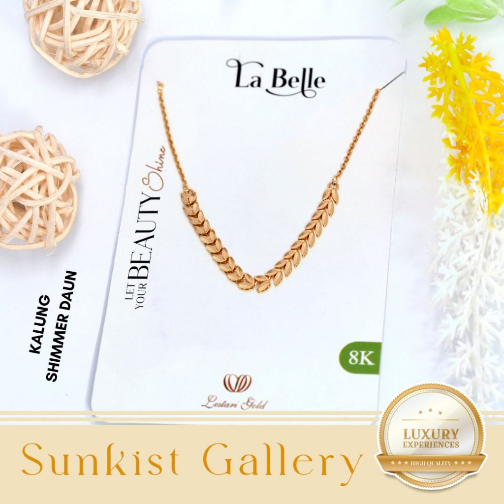 KALUNG EMAS TERBARU MODEL SHIMMER DAUN EMAS ASLI EMAS MUDA KADAR 8K (375) KALUNG SHIMMER DAUN KODE B