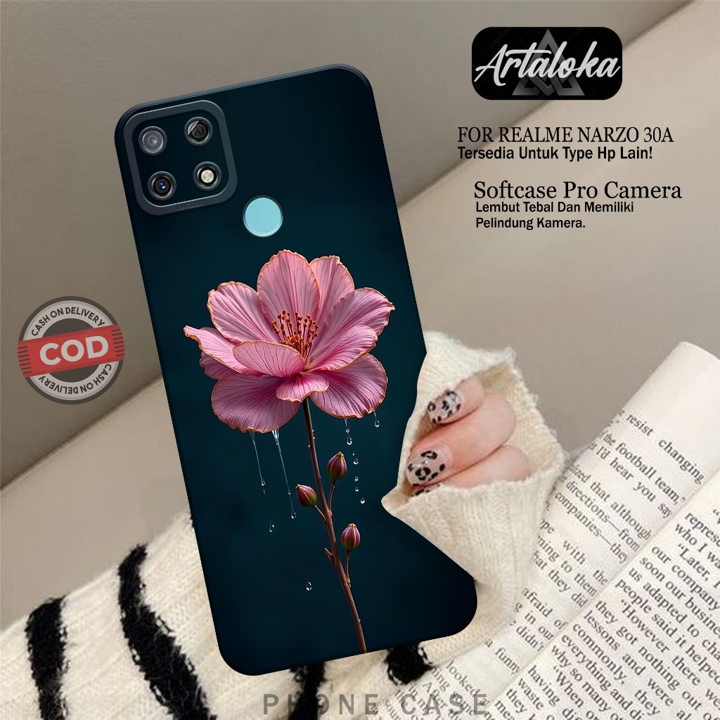 Case Hp Realme Narzo 30A Fashion Case Bunga Case Realme Narzo 30A Silikon TPU Pro Camera Casing Real