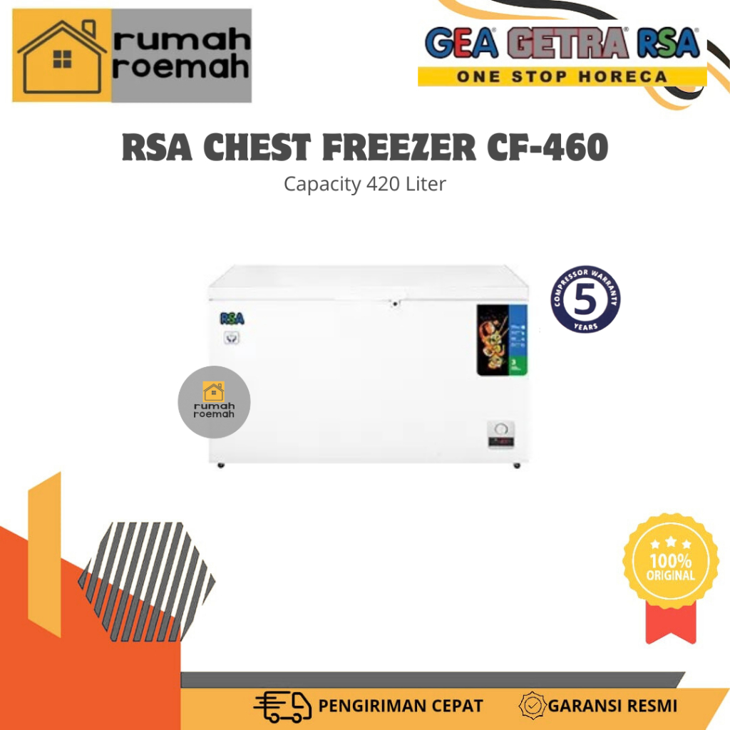RSA CHEST FREEZER CF-460/FREEZER BOX RSA KAPASITAS 420L/FREEZER BOX RSA