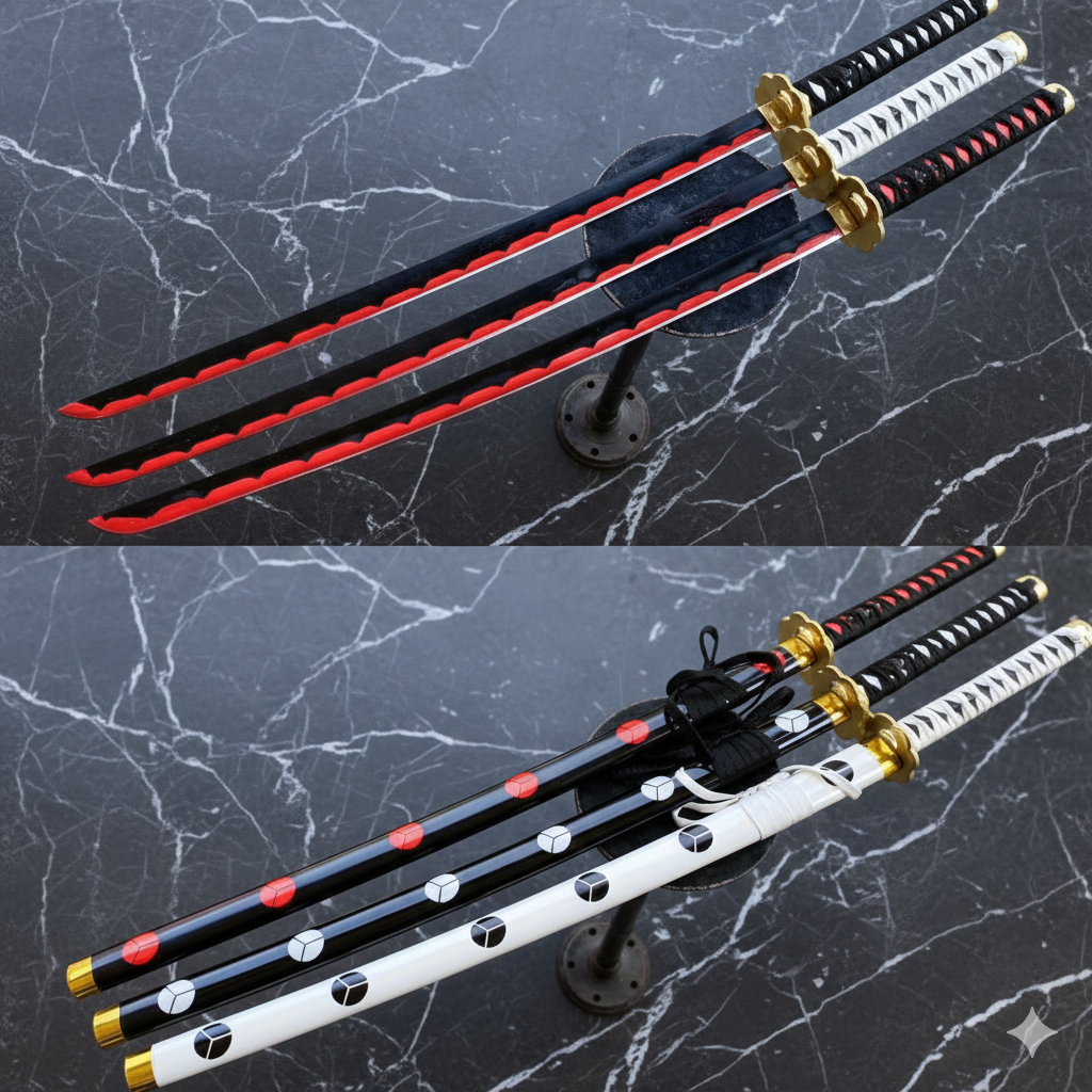 HK Pedang Katana Zoro Shusui Style Dekorasi Ilustrasi Anime – Cocok untuk Properti Foto dan Studio F
