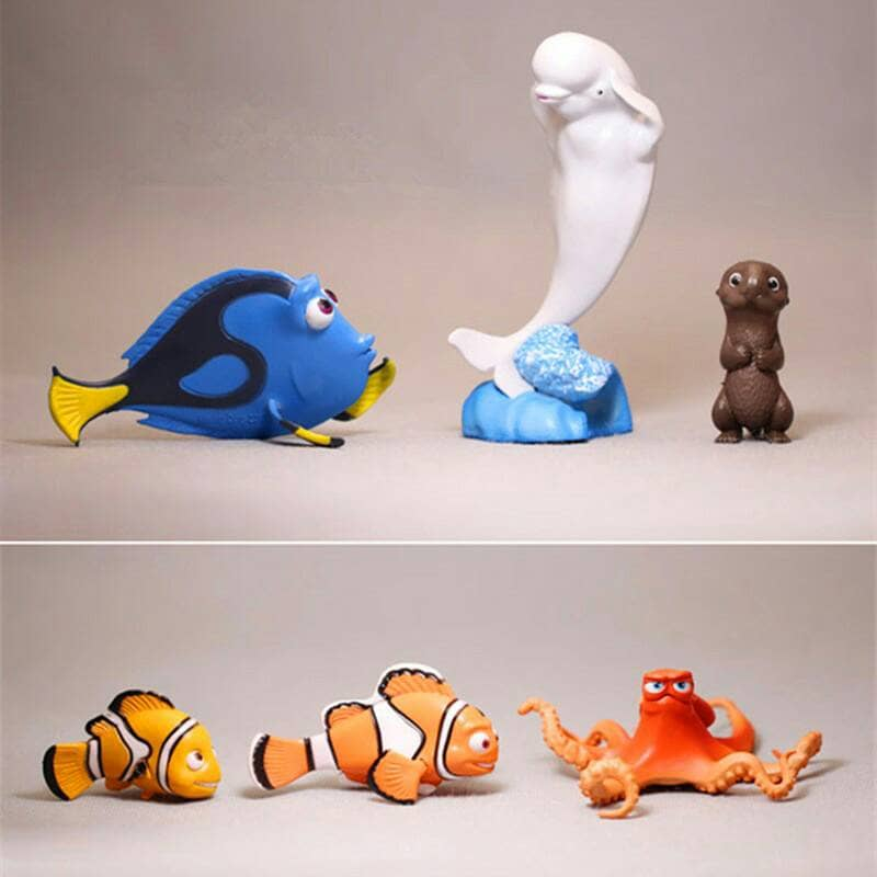 Action Figure FINDING DORY isi 6 pcs - Miniatur Topper Pajangan Mainan Ikan Nemo