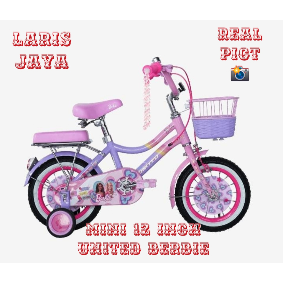 Sepeda Mini 12 Inch United Barbie Keranjang Besi Terbaru