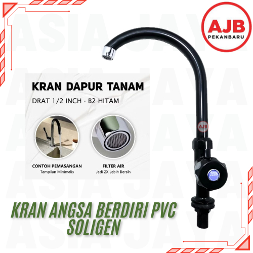 (/PCS) KRAN ANGSA BERIDI PVC SOLIGEN KRAN DAPUR TANAM HITAM