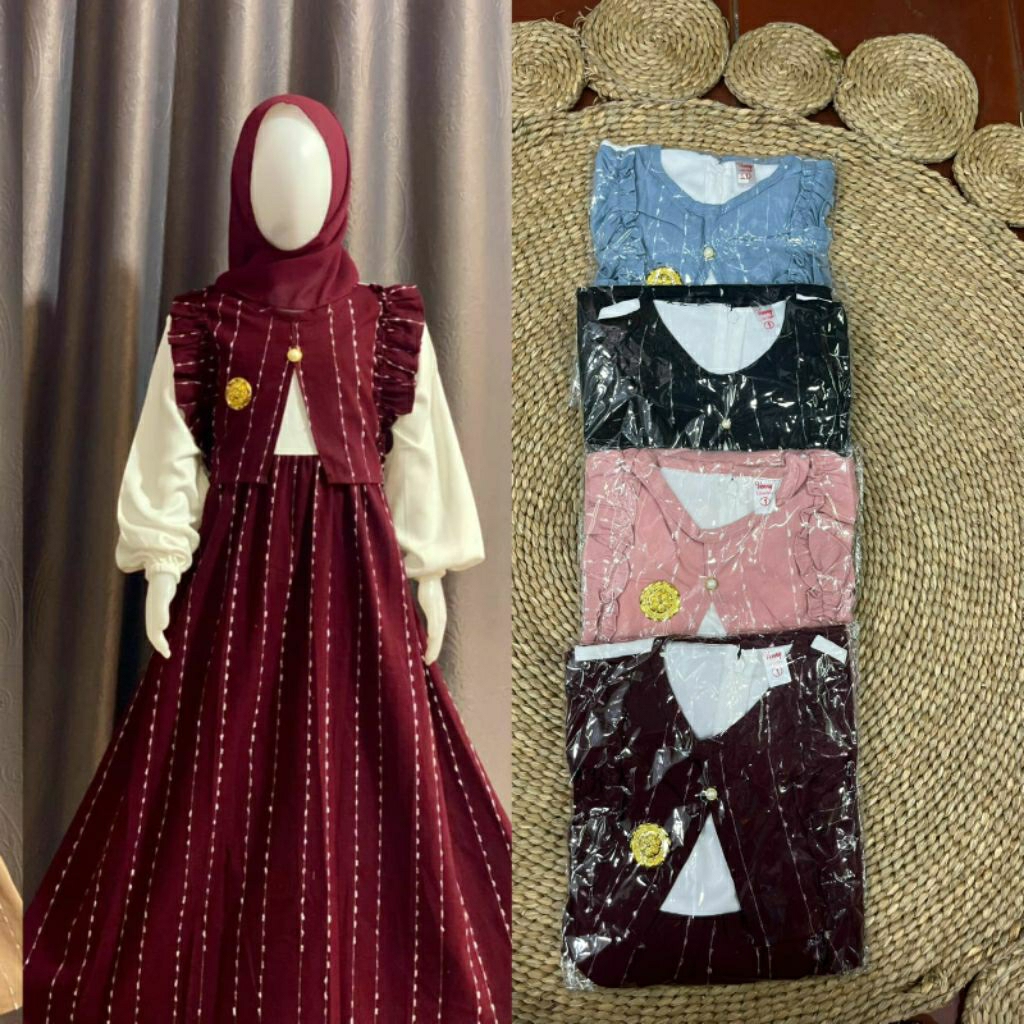 gamis muslim anak perempuan katun set jilbab usia 2 sampai 6 tahun fashion muslim (3)