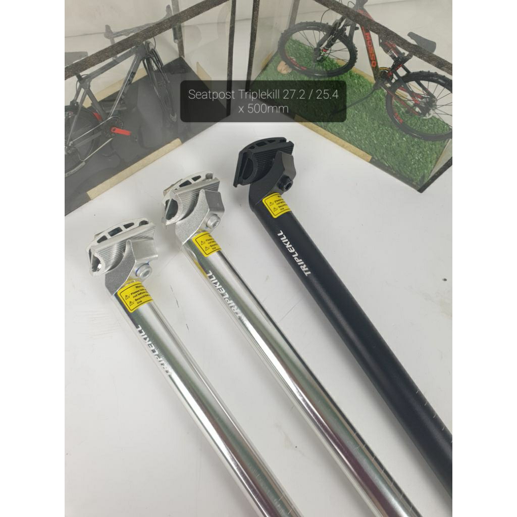 Seatpost Sepeda Triplekill Alloy 25.4 / 27.2 Panjang 50cm — Hitam / Silver