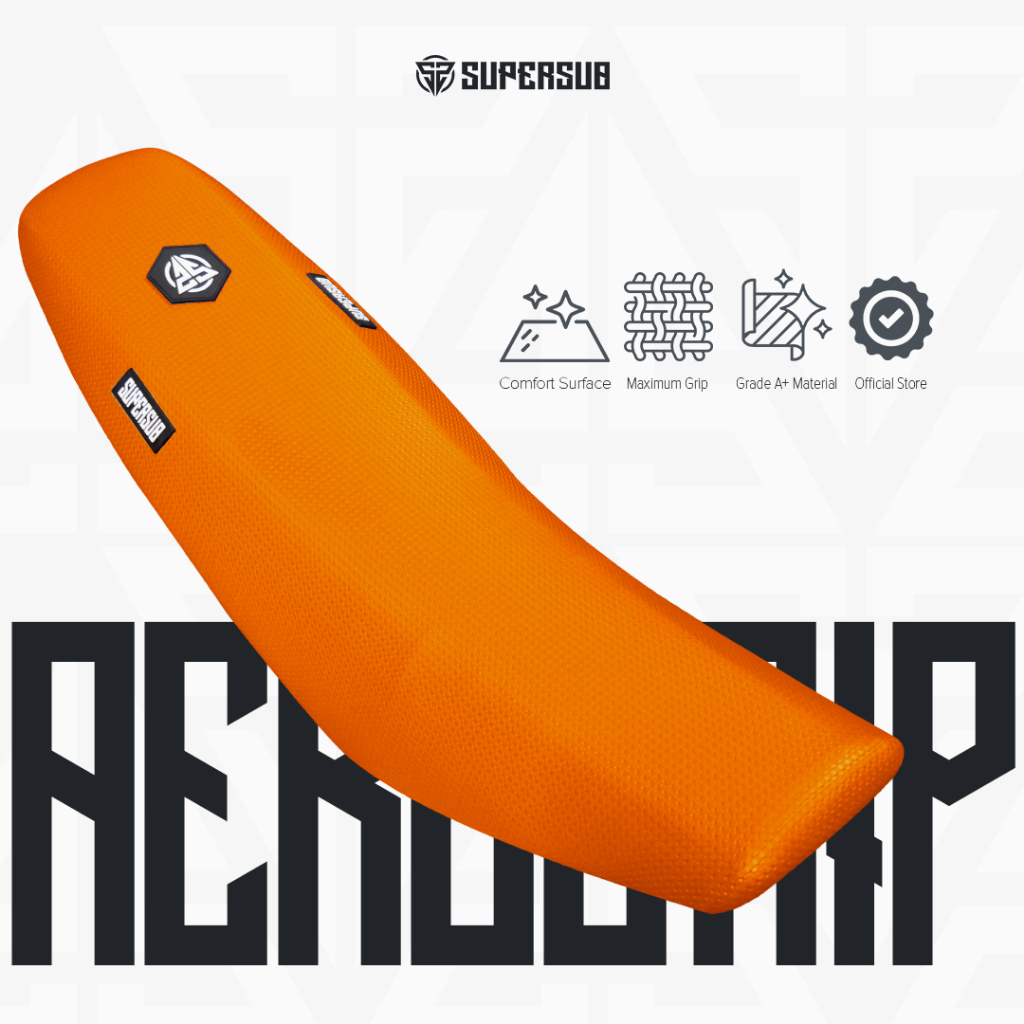 KULIT JOK SUPERSUB AEROGRIP SARUNG JOK PREMIUM ORANGE WATERPROOF ANTI AIR TRAIL SUPERMOTO ENDURO TRA