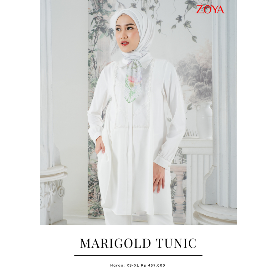 ZOYA TUNIK MARIGOLD LONG TUNIK PUTIH ZOYA