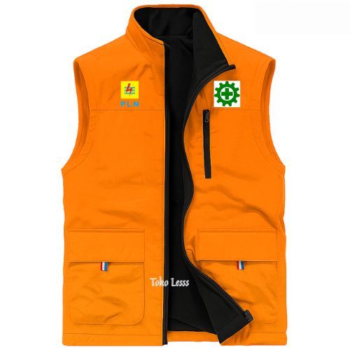 Rompi Outdoor K3 PLN Rompi Hiking Pria Dan Wanita Rompi Proyek PLN Rompi Zipper Bisa Custom Logo Dan