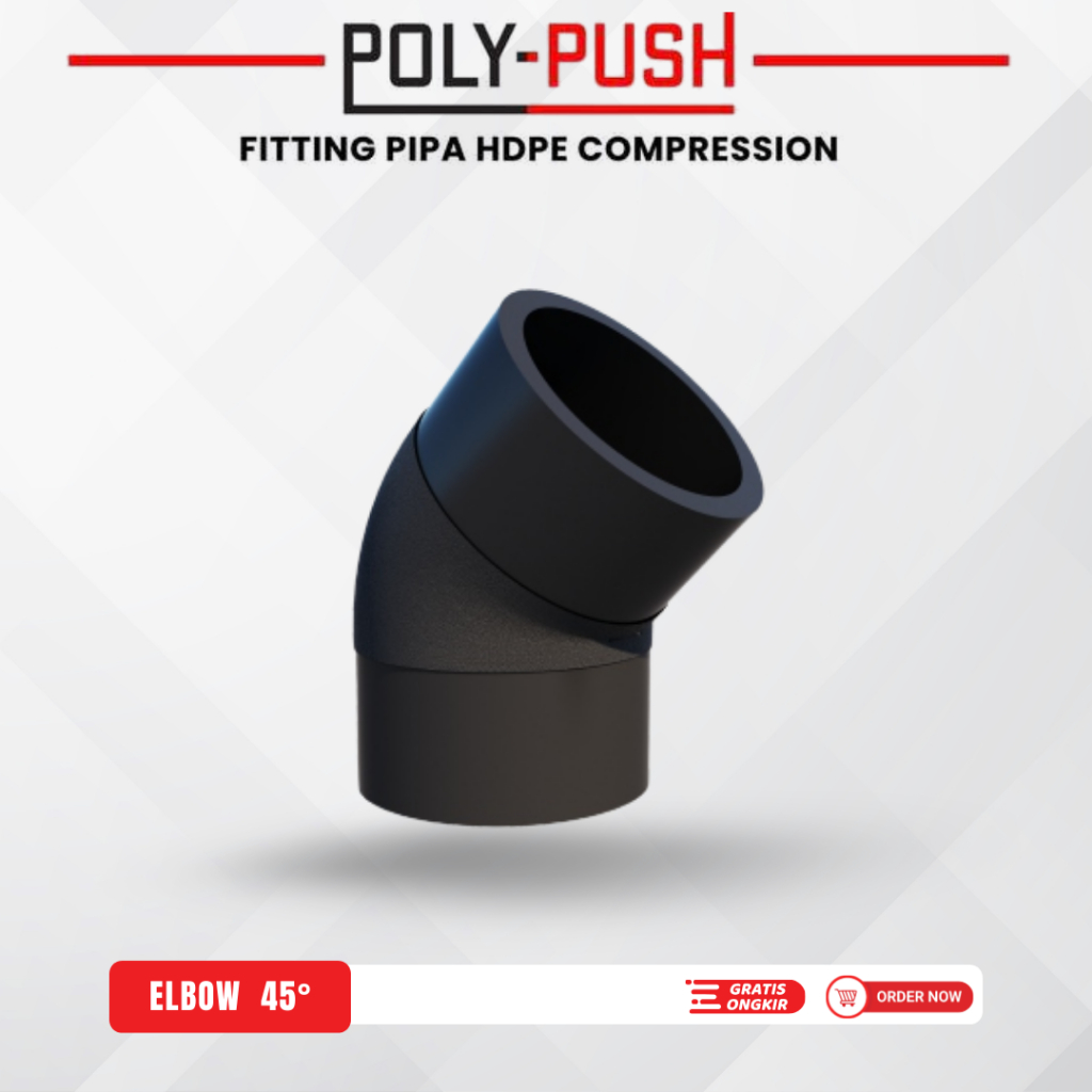 Elbow Pipa Hdpe 45* Ukuran 14 Inch atau 355 mm PN 10 | Elbow Fitting Pipa Hdpe | Distributor Resmi