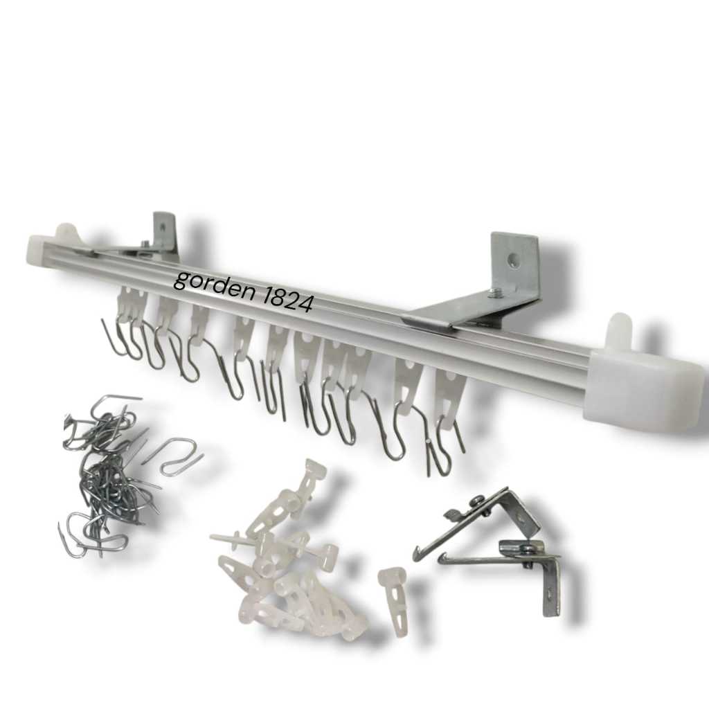 Batang Gorden Kotak Alumunium /Tiang Rel Horden Full Set Tinggal pasang