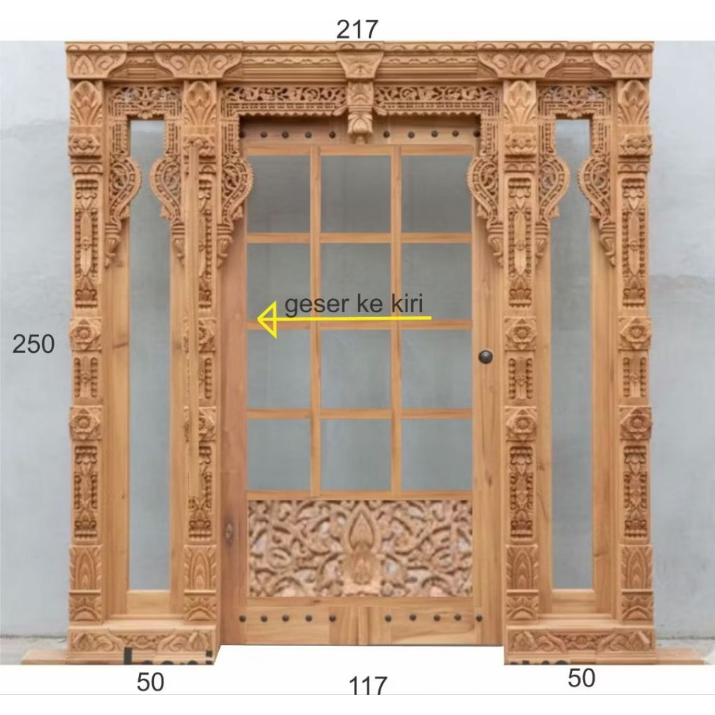 Pintu Gebyok Jawa kaca pintu geser dari kayu  ful jati.