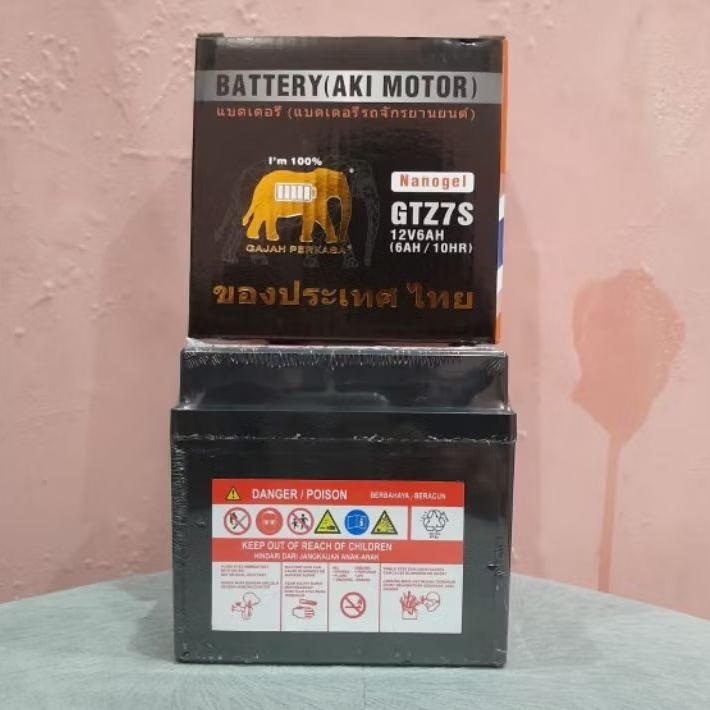 Aki Gajah GTZ7S 12 volt 6 ampere / aki satria FU / Vario 125 /Vario 150 /Yamaha Aerox/Nmax / Aki ker