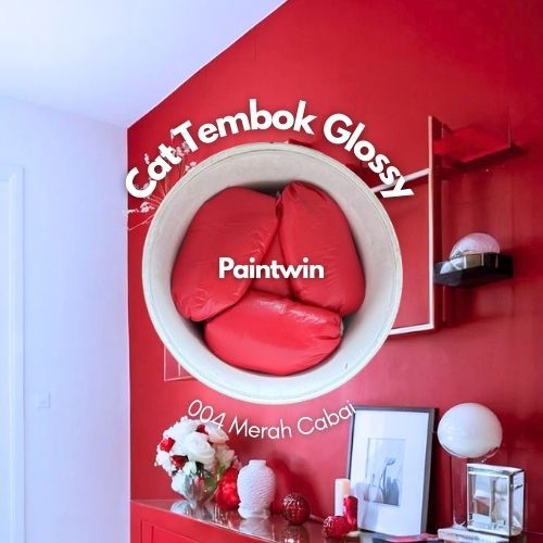 Cat Tembok Glossy Warna Merah Cabe 1KG Aesthetic Waterproof Bisa Di Lap dan Dicuci by Paintwin