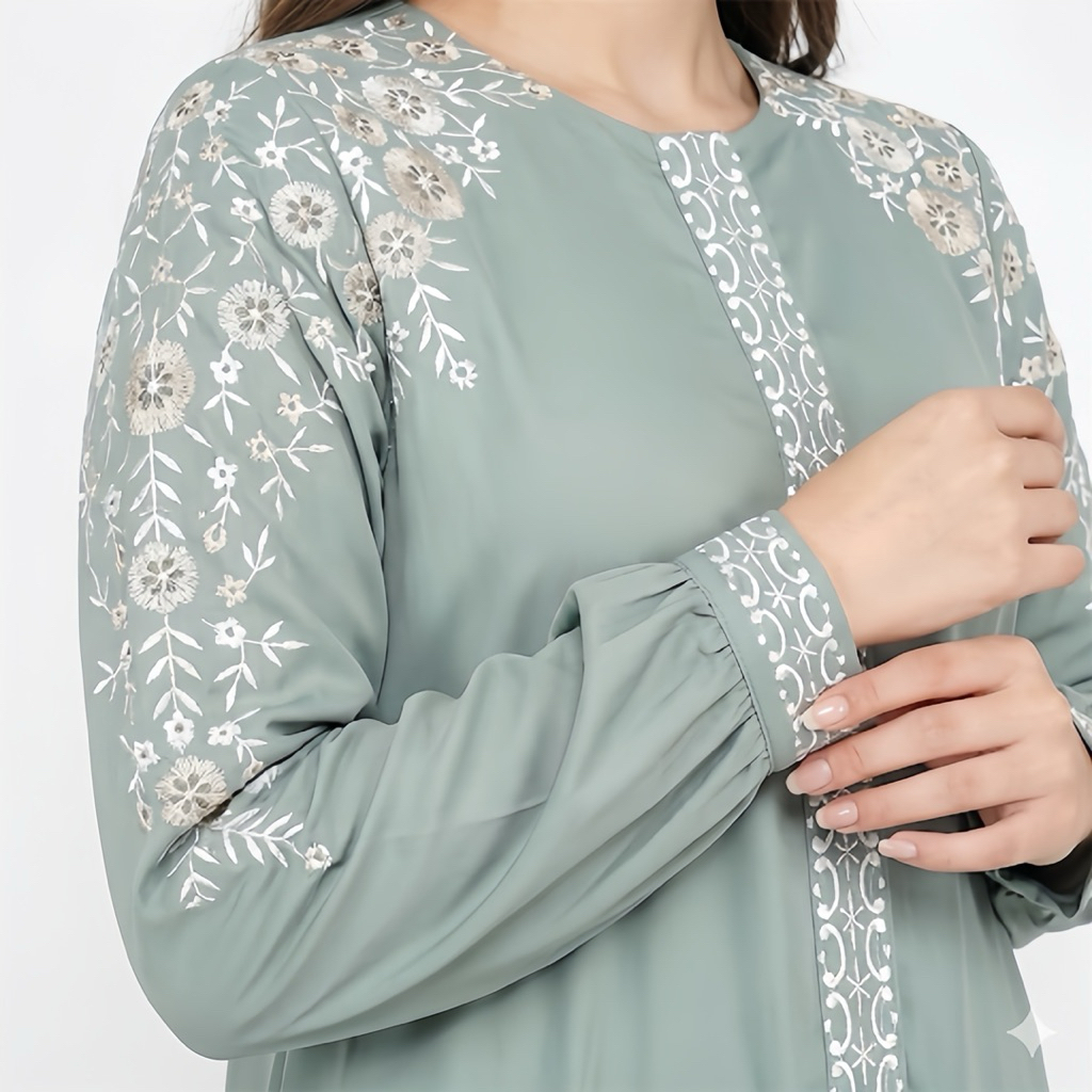 Gamis Madina Renata Motif Bordir Gamis Kondagan Wanita Bahan Katun Toyobo