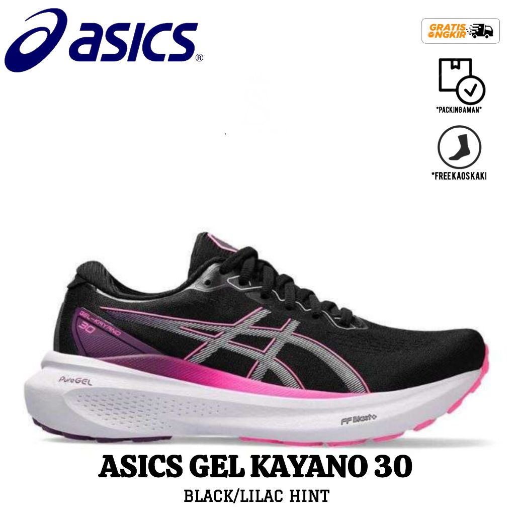 SEPATU LARI WANITA ASICS GEL KAYANO 30 BLACK/LILAC HINT