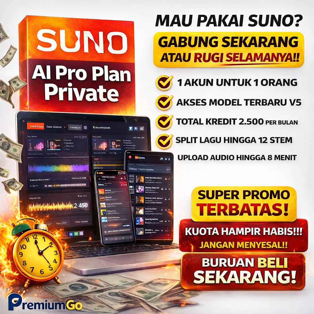 Suno AI Premium Pro 4.5 Suno Private Akses 1 Bulan
