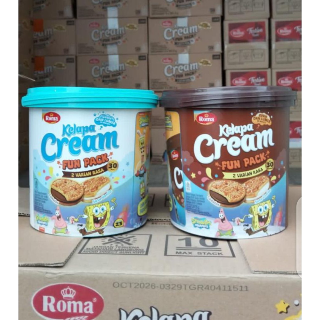 1 dus isi 6 pcs / kaleng plastik Roma kelapa cream fun pack krim coklat bingkisan lebaran hampers ha