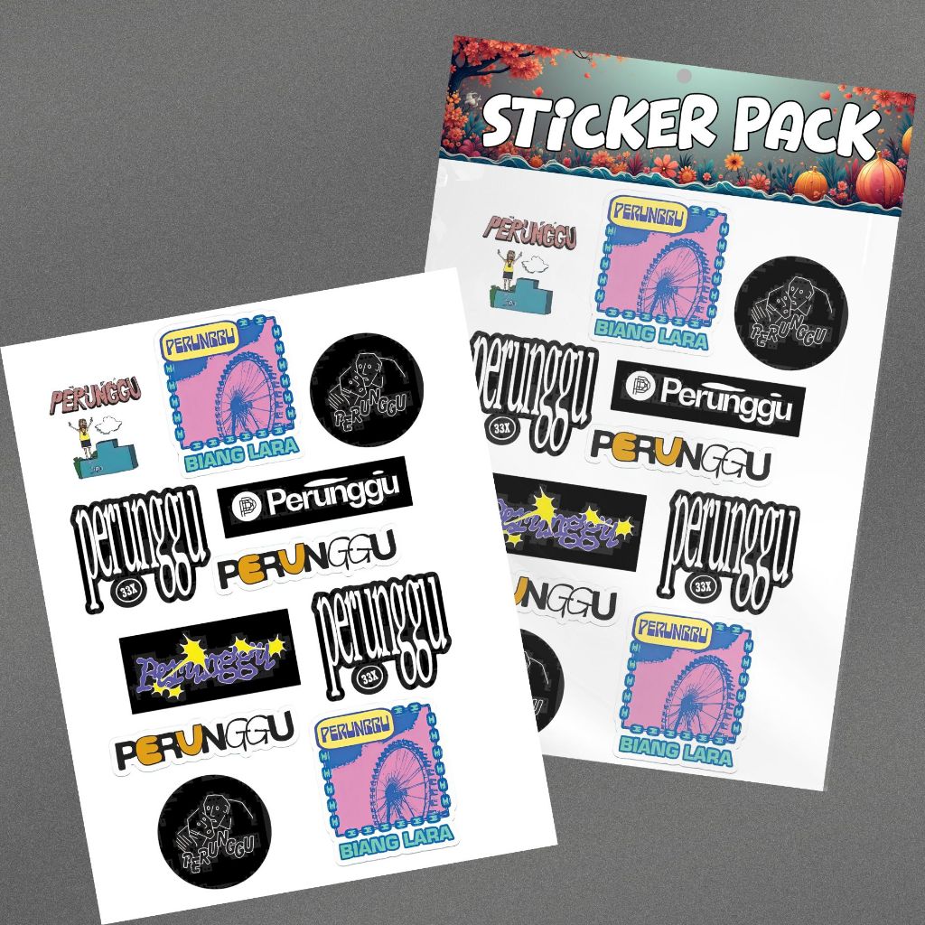 PERUNGGU Sticker Pack Vinyl Glossy Anti Air – Stiker Band untuk Helm & Tumbler