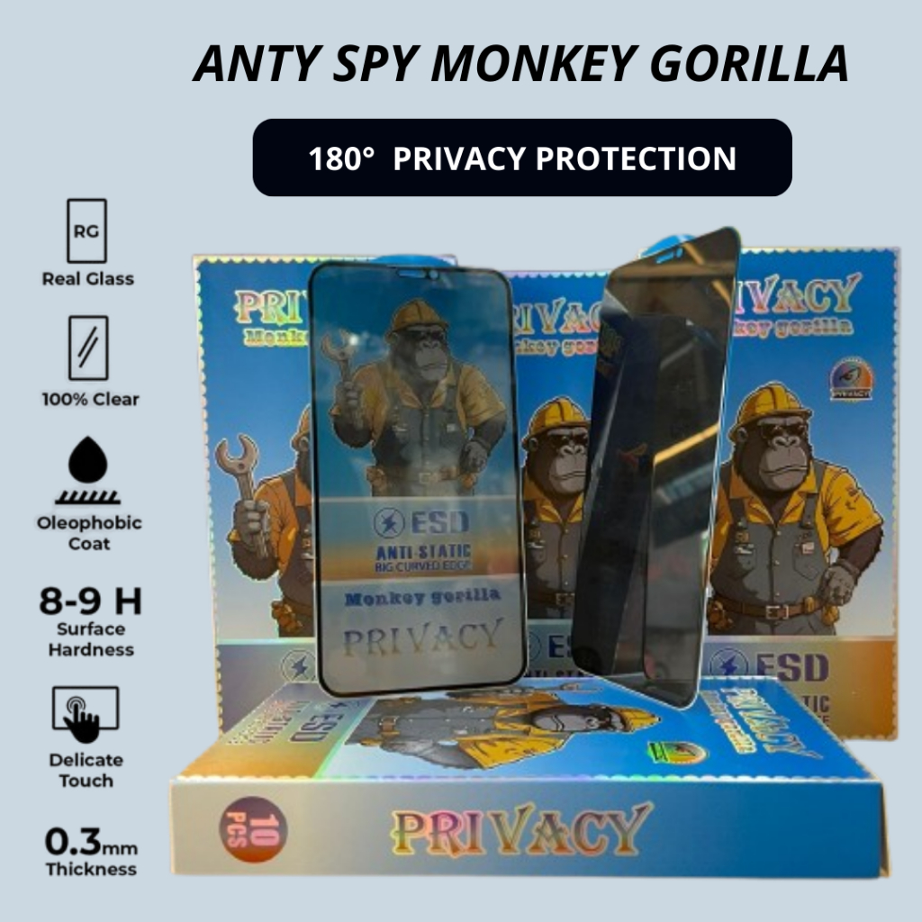 Tempered Glass ANTI SPY GORILLA  Privacy For REDMI 9A 9C 10A 13C 9 9T NOTE 8 PRO NOTE 9 NOTE 9 PRO N