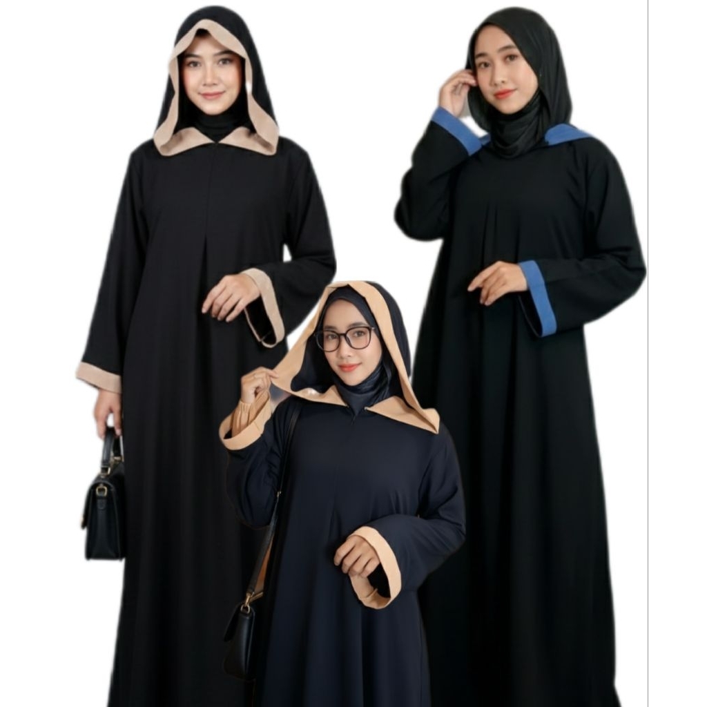 Abaya Mahira by Baabud.collection abaya topi abaya hoodie abaya hitam abaya jetblack abaya sifon ara
