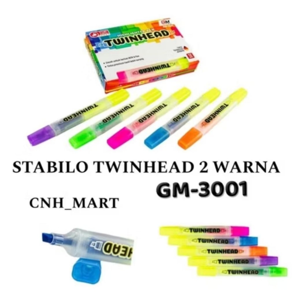 Stabilo Twin Head GM -3001 / Stabilo 2 Warna / Stabilo Atas - Bawah