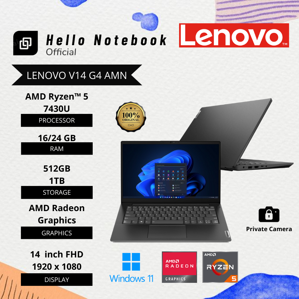 Laptop Lenovo V14 G4  AMD Amd Ryzen 5 7340u SSD