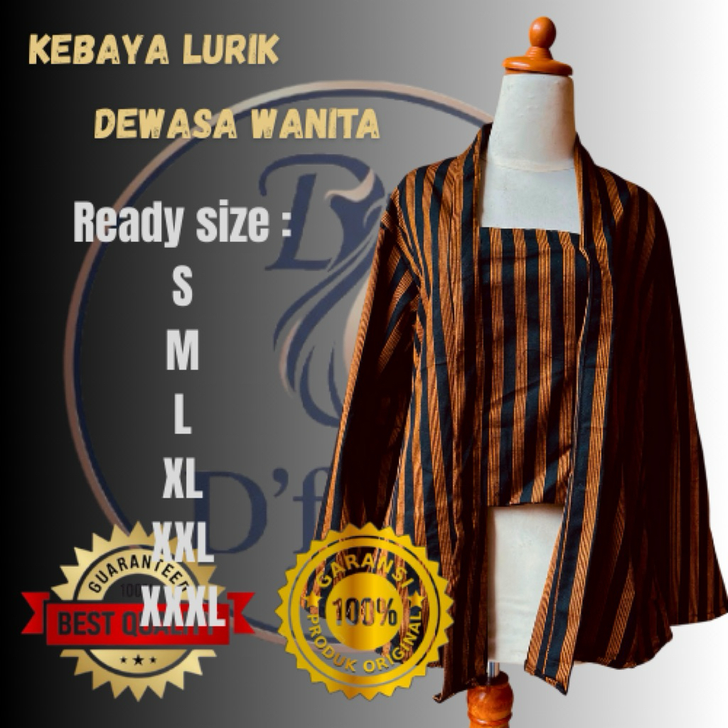 ATASAN KEBAYA LURIK KUTUBARU LENGAN PANJANG DEWASA WANITA (hitam gold) | BAJU ADAT JAWA WANITA