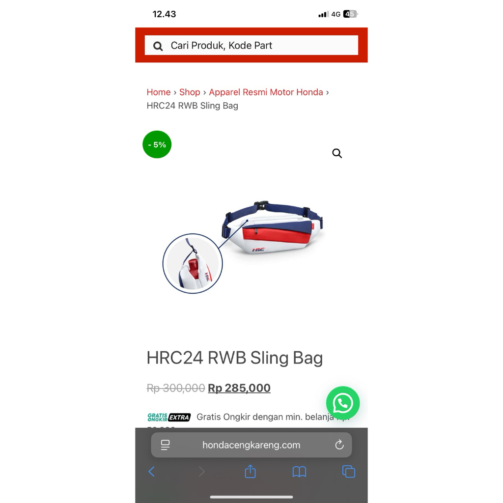 Tas honda racing original