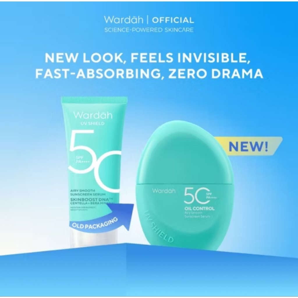 NEW PACKAGING Wardah UV Shield Airy Smooth Sunscreen Serum SPF 50 PA++++ 25ml Single, Twinpack, Trip