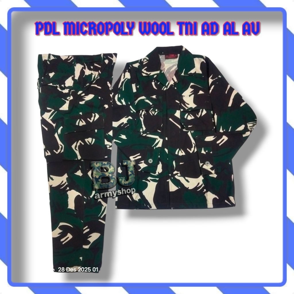 Baju Pdl Micropoly Woll Warna Gelap Anti Luntur / 1stel Pdl Micropolli / Baju Pdl Mikropoly TNI AD A